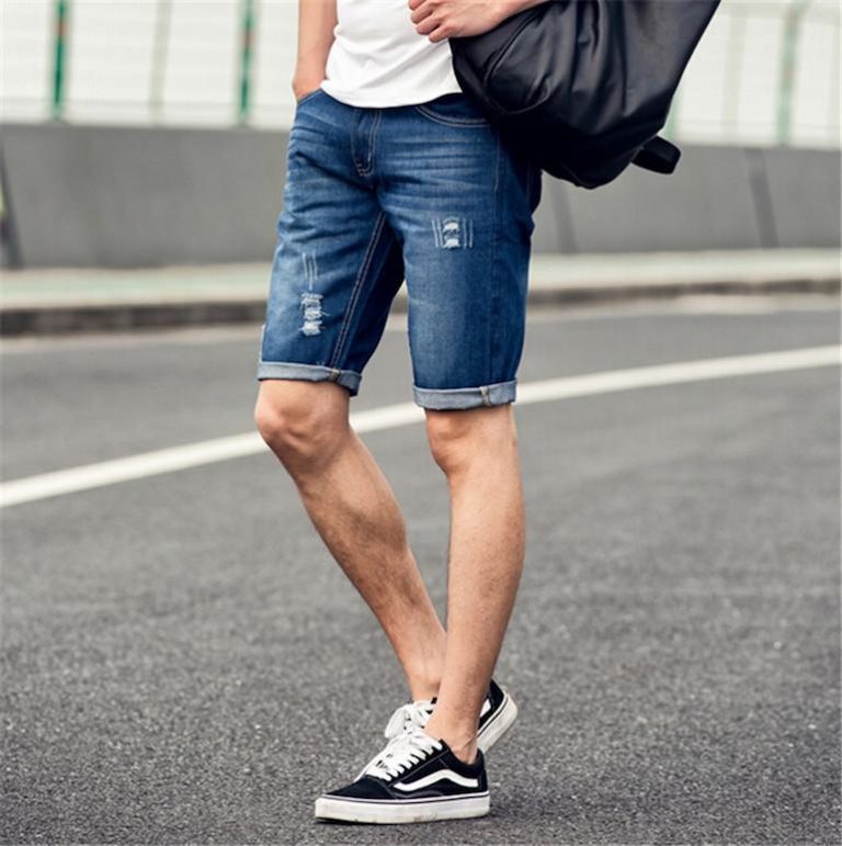 A good pair of half- sleeves shirt is jeans shorts. 