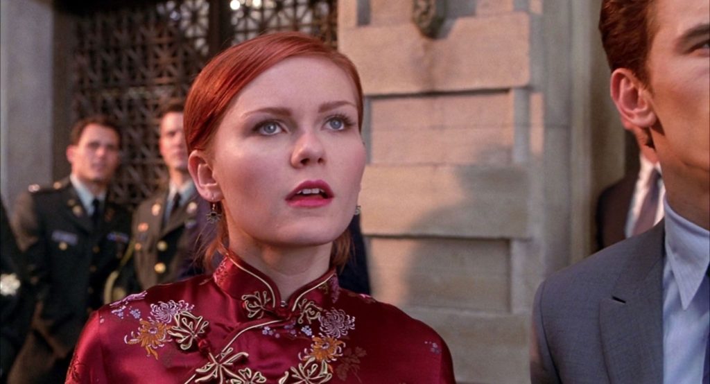 A scene from Spider-Man 3, performed by Kristen Dunst in a kimono