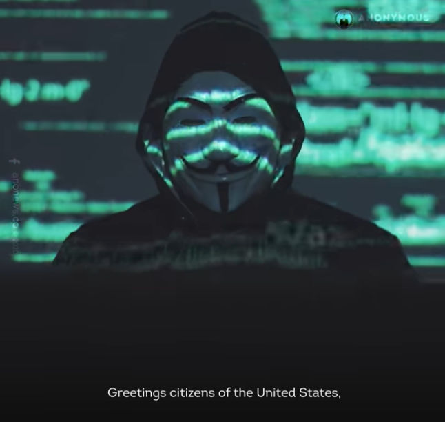 Greetings Citizens of United State, A still from Anonymous Video which went viral oon MAy 29, 2020. What is Anonymous?