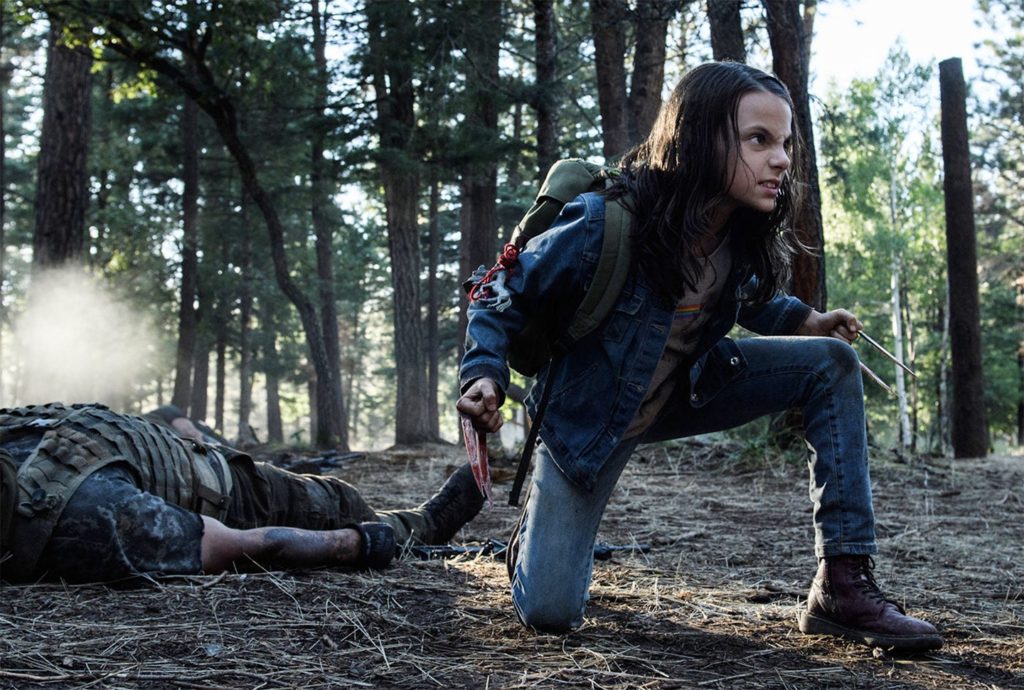 Dafne Keen as Laura Kinny in Logan (2017), young and bold super heroine of Marvel Universe